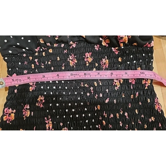 NWOT For love & Lemons black pink floral ruffle hem Camellia Mini Dress Medium - Picture 10 of 13